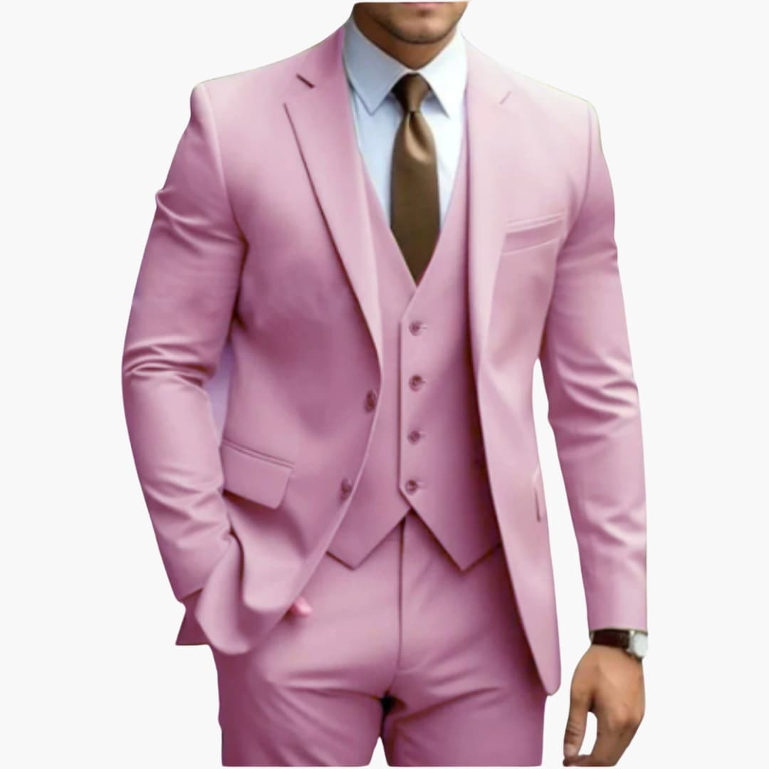 Dreiteiliger Herrenanzug mit - gekerbtem Revers und schmaler Hose