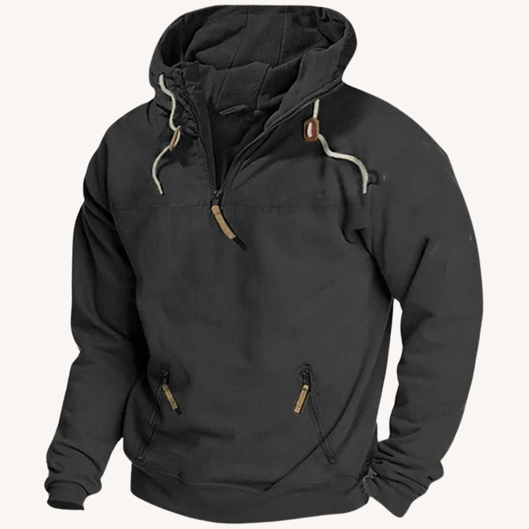 Pullover mit halbem Reißverschluss und Kapuze für Männer