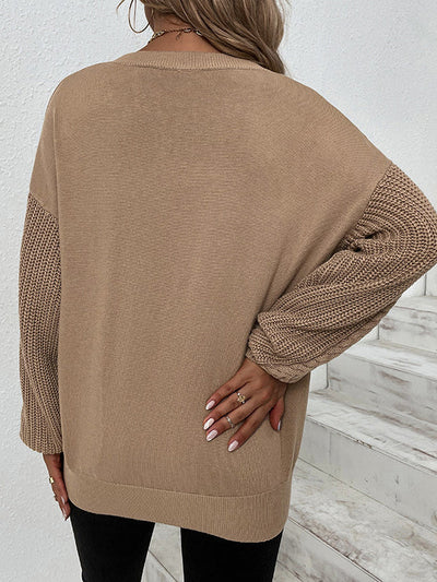 Lockerer Langärmeliger Strickpullover für Damen