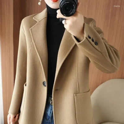 Klassischer Blazer mit gekerbtem Revers und Knopf für Frauen