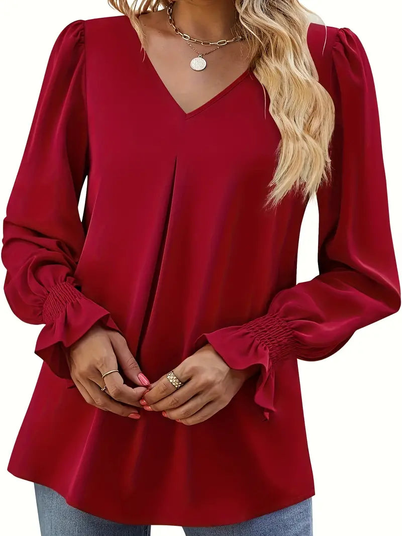 Augenbrauen® | Rüschenbluse mit langen Ärmeln und V-Ausschnitt