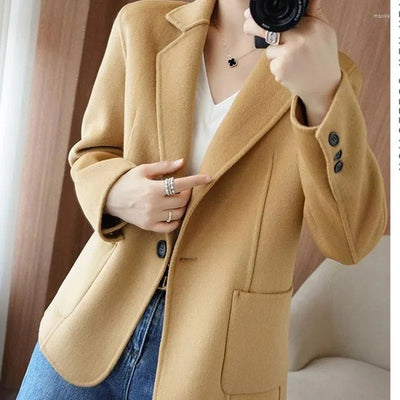 Klassischer Blazer mit gekerbtem Revers und Knopf für Frauen