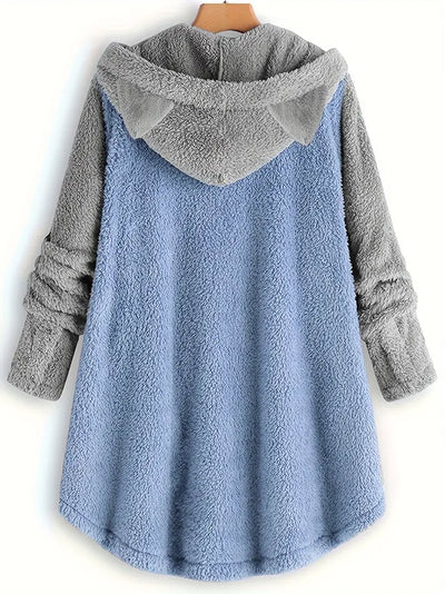 Zweireihige Fleecejacke mit Katzenohren für Damen