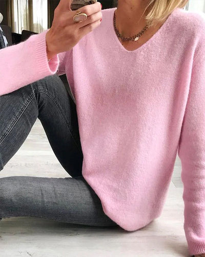 Pullover mit V-Ausschnitt in Übergröße für Damen