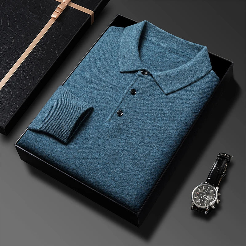 Herren Luxus Cashmere Polo Pullover