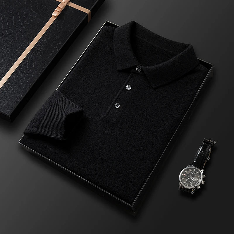 Herren Luxus Cashmere Polo Pullover
