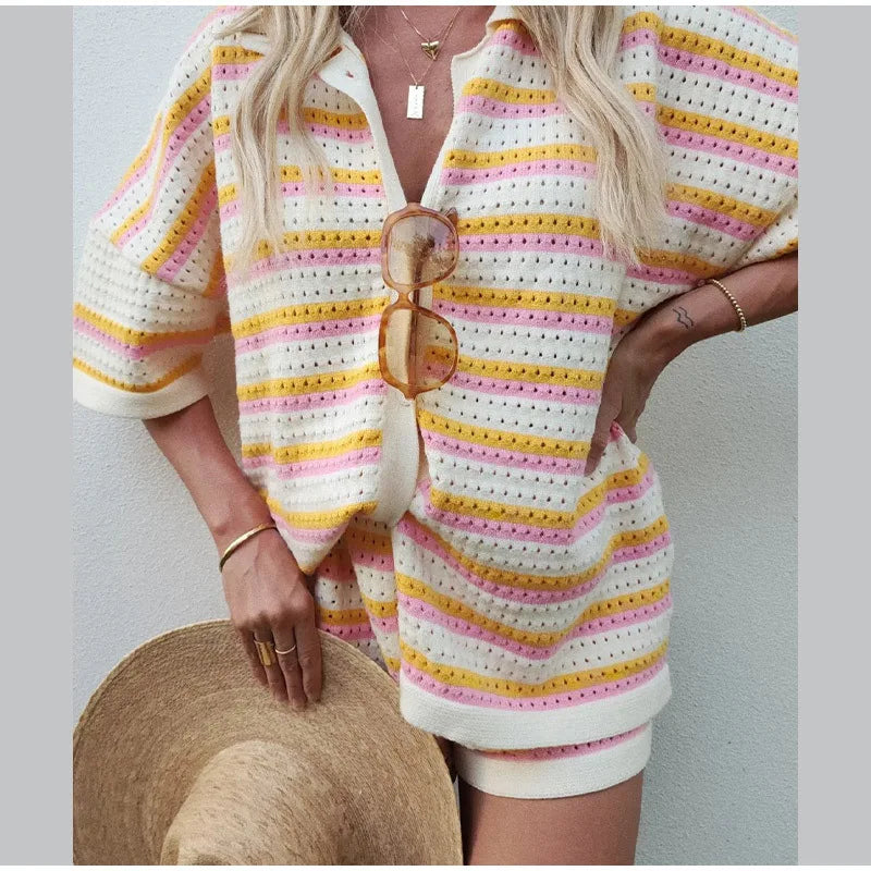 Strick-Zweiteiler mit Streifen | Retro & Lässig | Sommerlook mit Wohlfühlfaktor
