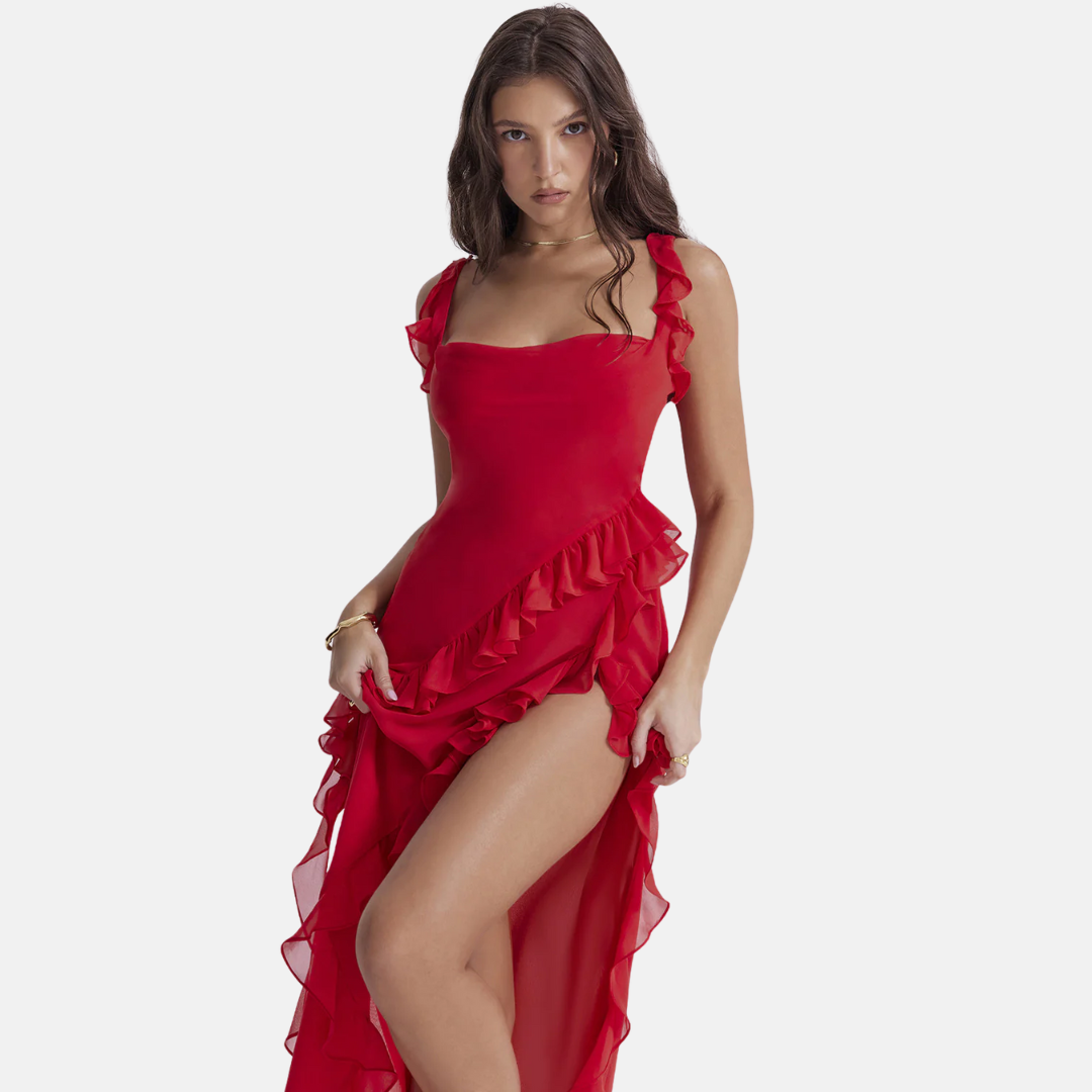 Abendkleid - Elegantes One-Shoulder Kleid mit Rüschen