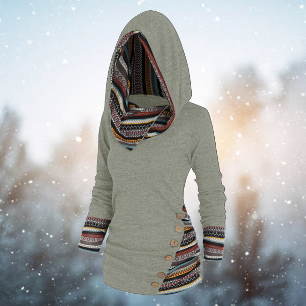Tribal Pullover mit Kapuze für Frauen