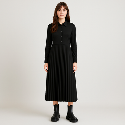 Almut | Drapiertes Plisseekleid