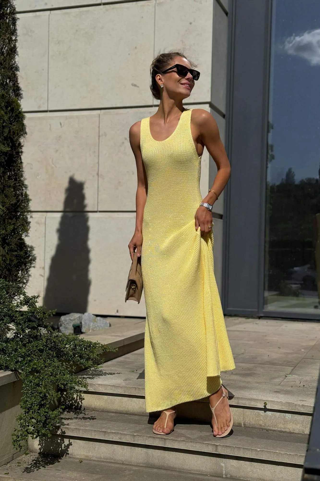 Anna – Gelbes Strickkleid