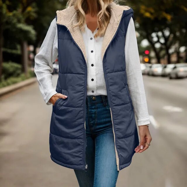 Wendbare ärmellose Jacke aus ärmellosem Kunstfleece