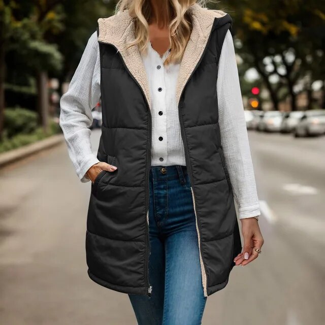 Wendbare ärmellose Jacke aus ärmellosem Kunstfleece
