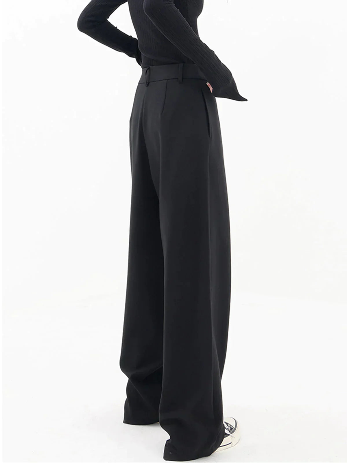 Schwarze weite Wickelhosen für Frauen
