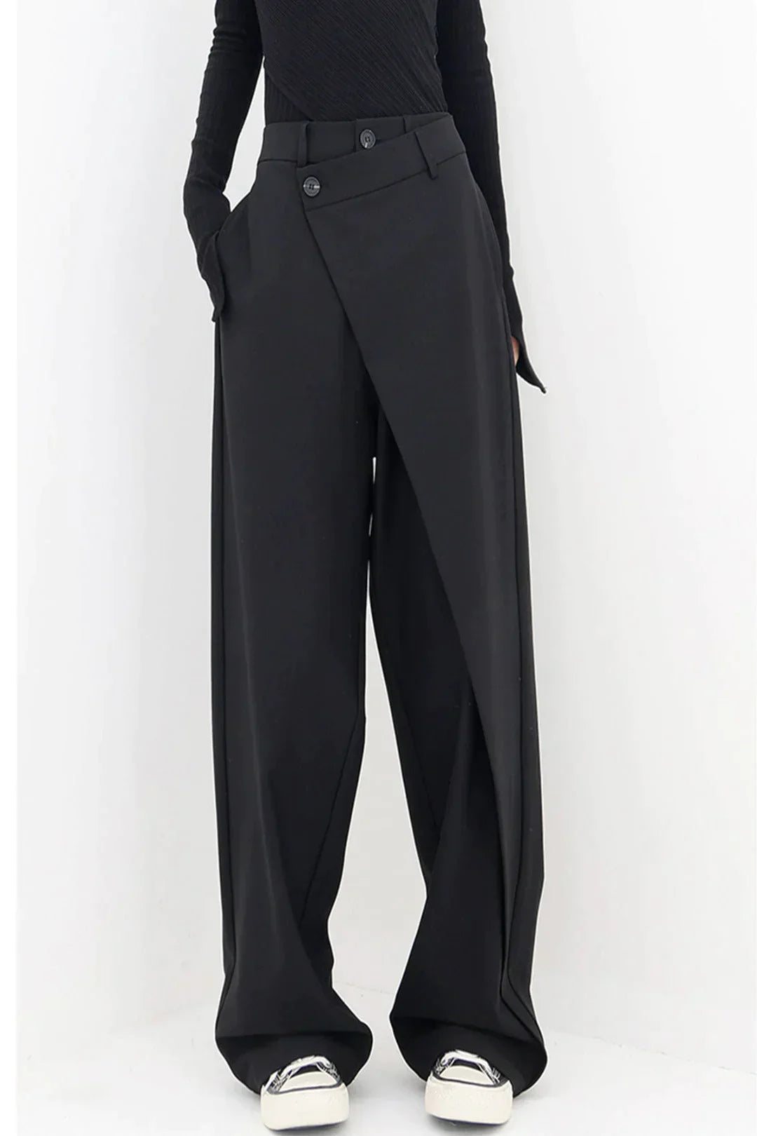 Schwarze weite Wickelhosen für Frauen