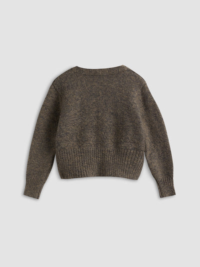 Strickcardigan mit V-Ausschnitt | Asymmetrische Knopfleiste | Cropped-Länge