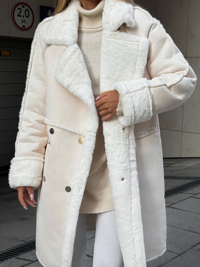 Übergroßer Peacoat mit Shearling-Besatz für Frauen