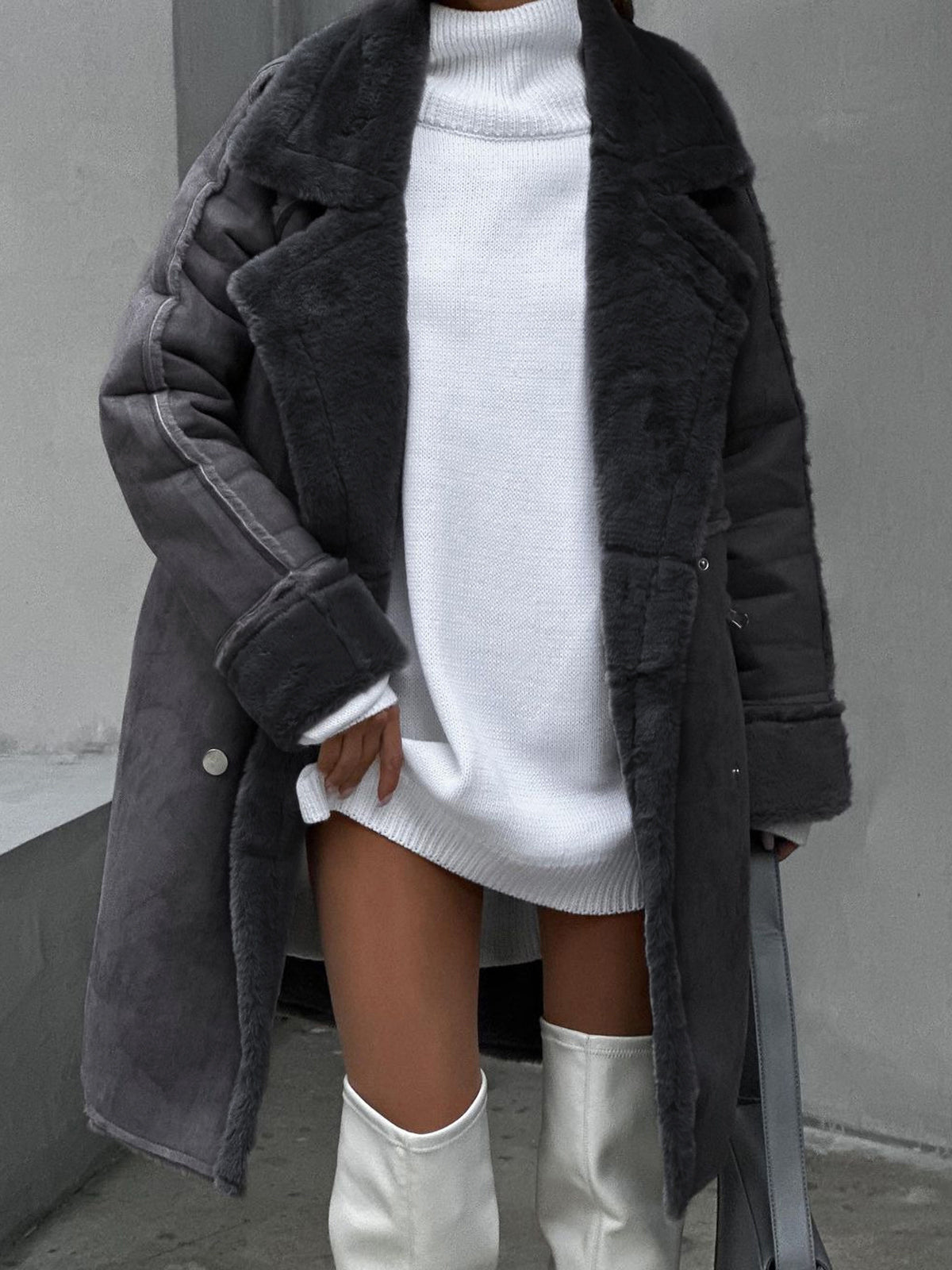 Übergroßer Peacoat mit Shearling-Besatz für Frauen