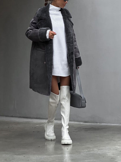 Übergroßer Peacoat mit Shearling-Besatz für Frauen