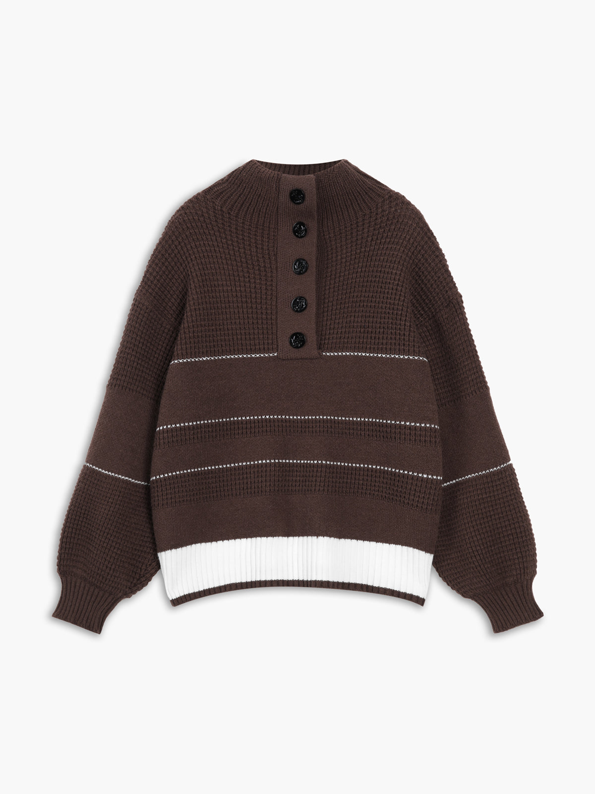 Lockerer Waffelstrickpullover mit Streifen für Damen