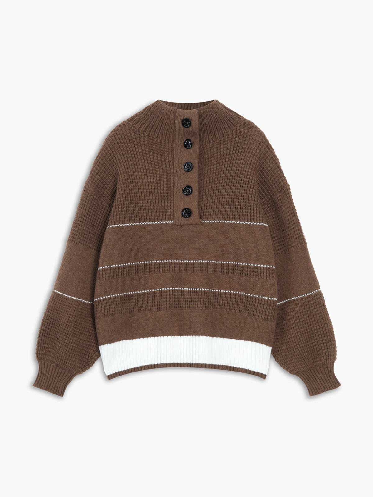 Lockerer Waffelstrickpullover mit Streifen für Damen