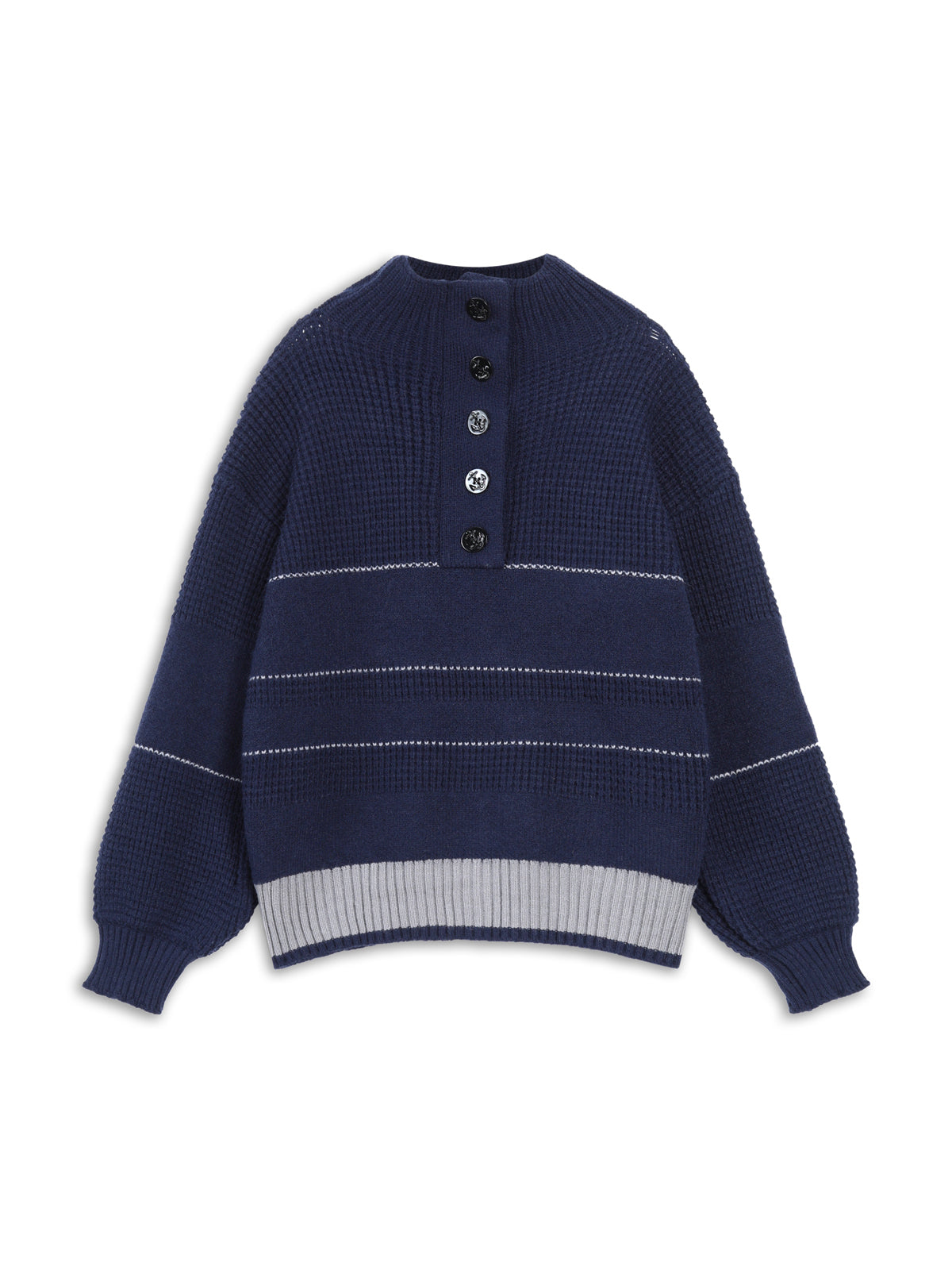 Lockerer Waffelstrickpullover mit Streifen für Damen