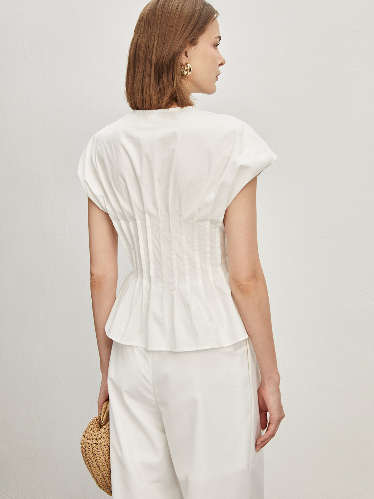 Amira® | Plissierte Baumwollbluse mit Knoten