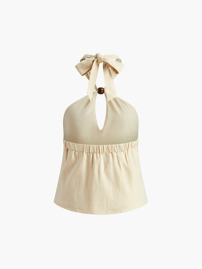 Andreea® | Elegante Neckholder-Bluse aus Baumwolle und Leinen