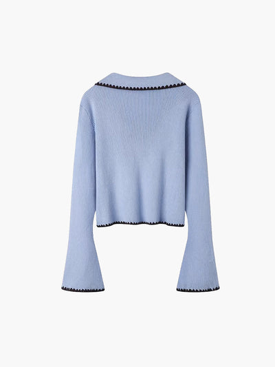 Strickoberteil mit Zickzackkante | Kragen | Schmale Passform