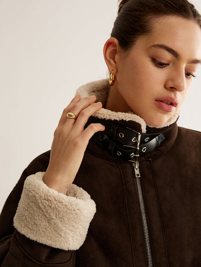 Damen Jahrgang Fleece Jacke | Braun