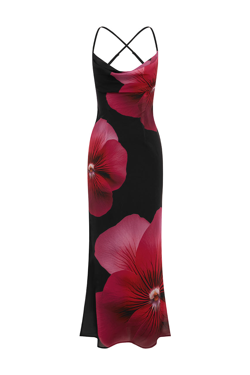 Evelyn™ | Pinkes Blumen Maxi-Kleid