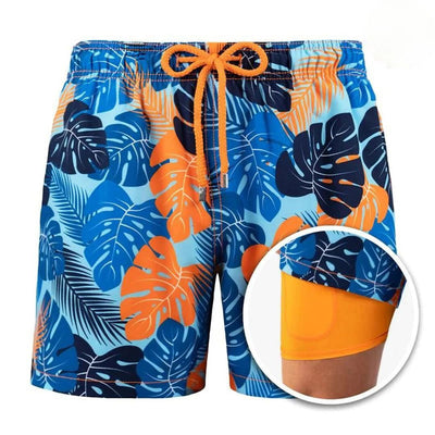 Badeshorts | Elastischer Bund | Doppellagig | 2-in-1-Shorts | Boardshorts