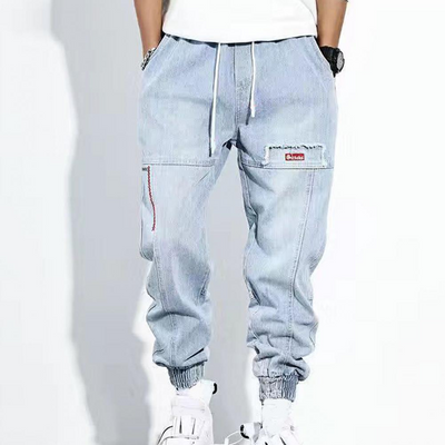 Baggy Jeans - Elastische Knöchel - Kordelzug - Denim-Jogger - Herrenjeans