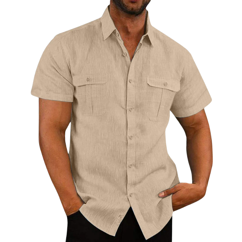 Bali Leinenbluse mit kurzen Ärmeln