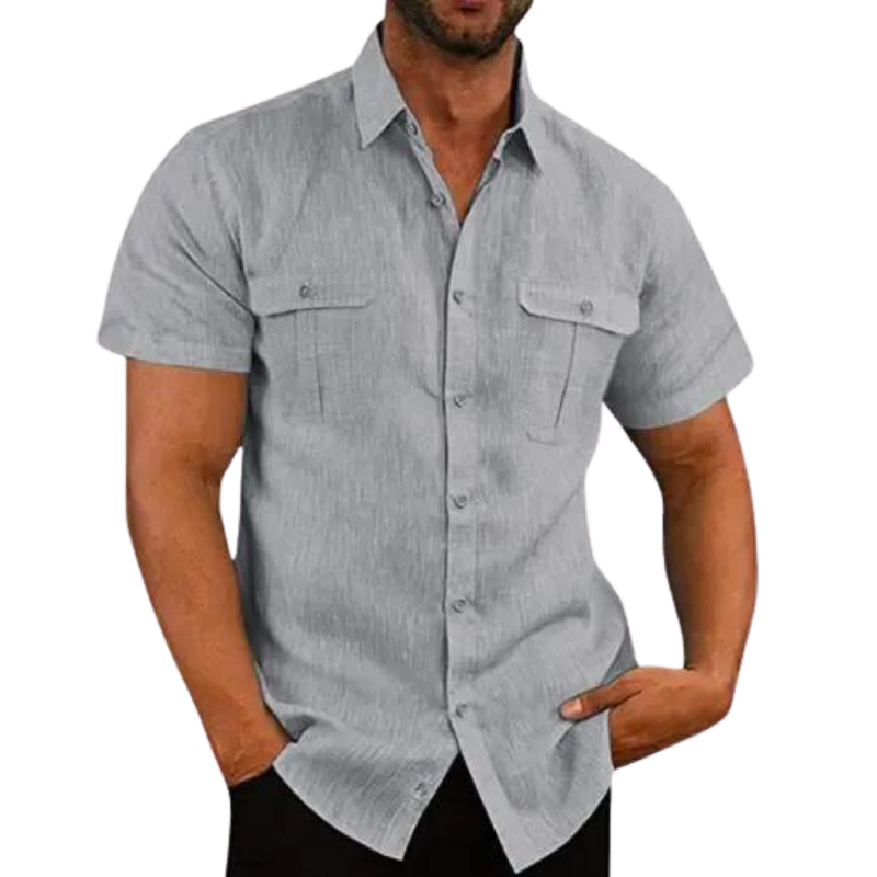 Bali Leinenbluse mit kurzen Ärmeln
