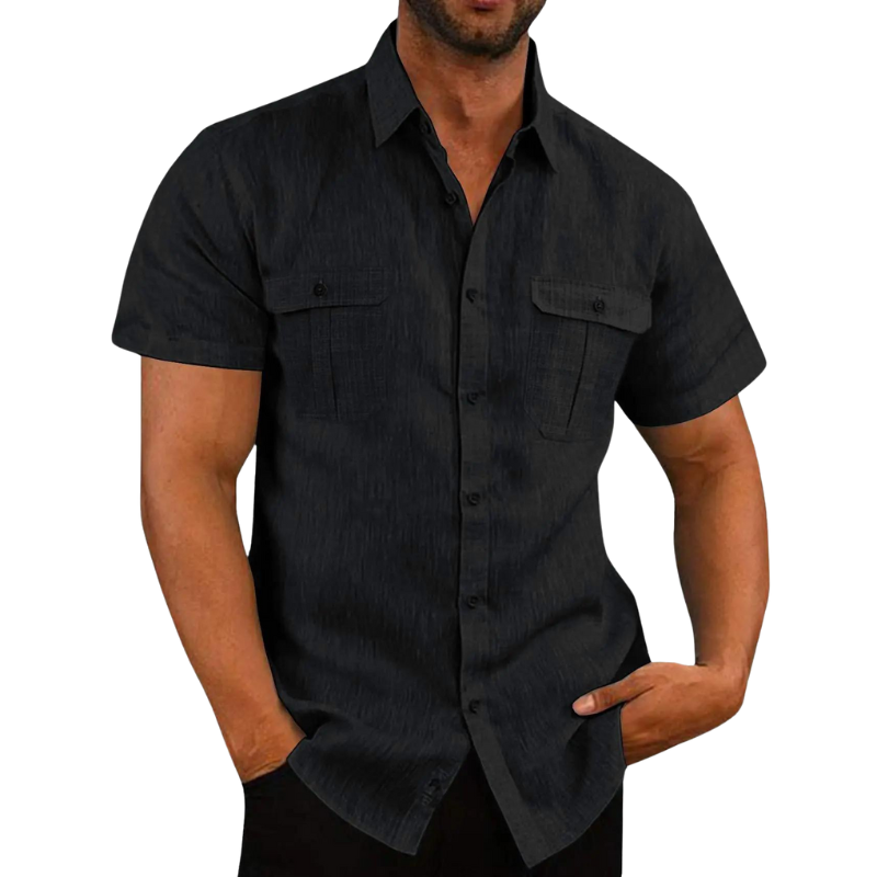 Bali Leinenbluse mit kurzen Ärmeln