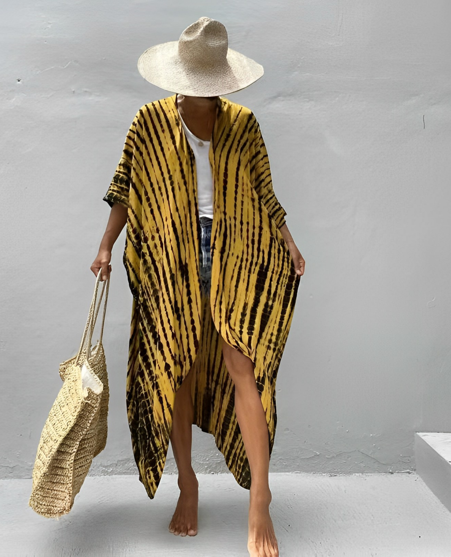 Leona Bohemian Kimono | Sommerlich-stilvoller Strandkimono mit tropischem Muster