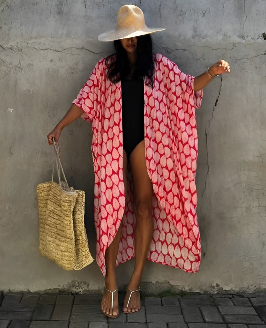Leona Bohemian Kimono | Sommerlich-stilvoller Strandkimono mit tropischem Muster