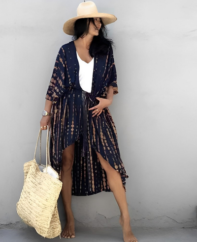 Leona Bohemian Kimono | Sommerlich-stilvoller Strandkimono mit tropischem Muster
