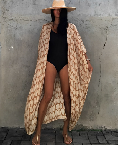 Leona Bohemian Kimono | Sommerlich-stilvoller Strandkimono mit tropischem Muster
