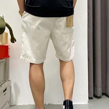 Herren Sommer Cordhosen Short - Leichte Kurze Hose mit Kordelzug