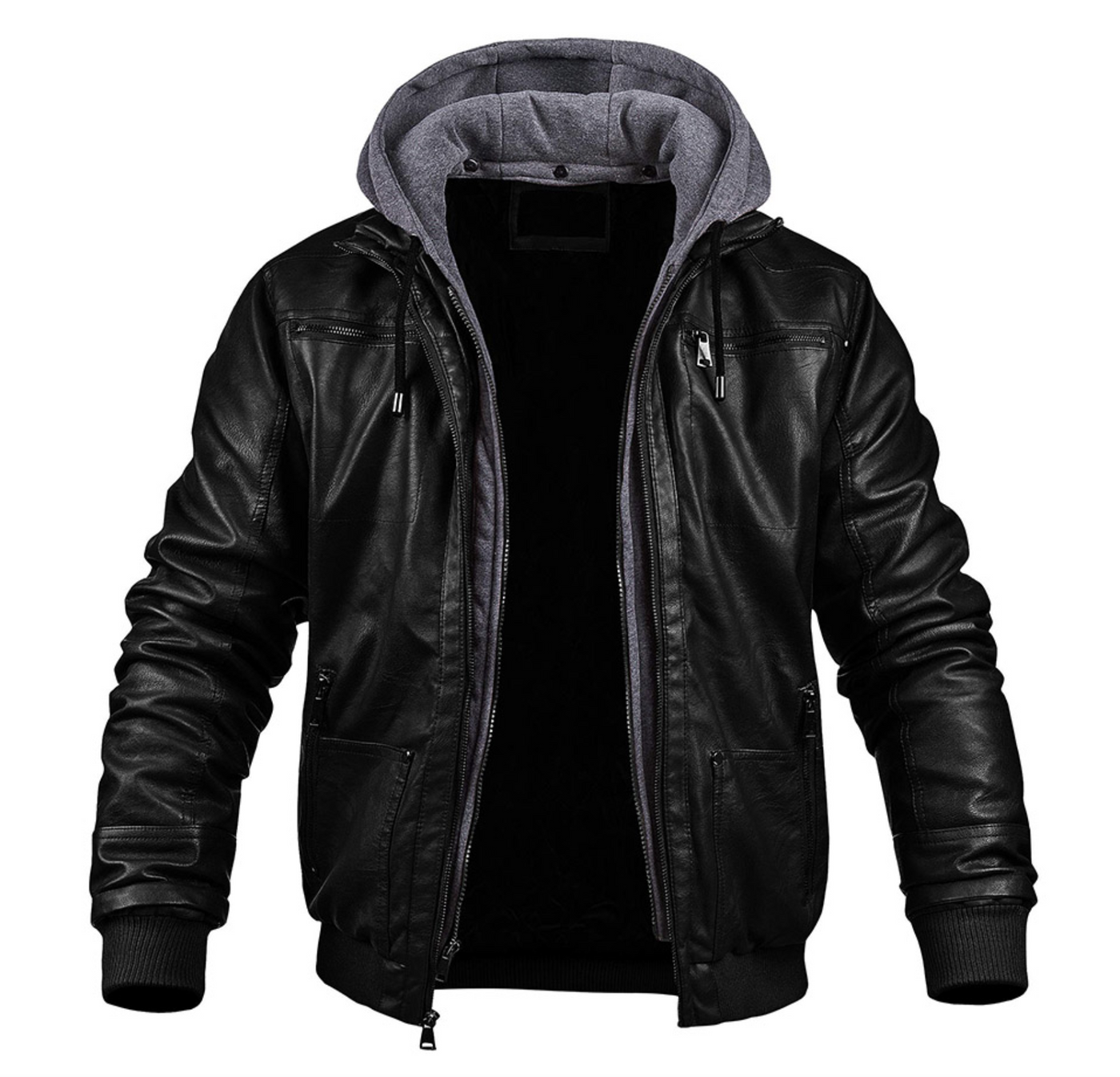 Lederbomberjacke mit Kapuze für Männer