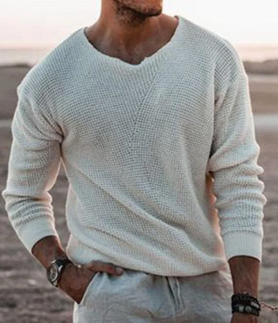 Warmer Pullover mit V-Ausschnitt für Männer