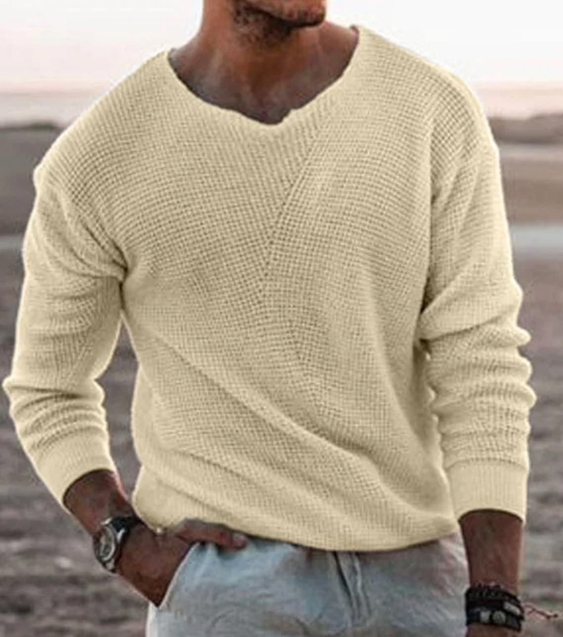 Warmer Pullover mit V-Ausschnitt für Männer