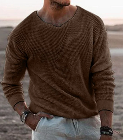 Warmer Pullover mit V-Ausschnitt für Männer
