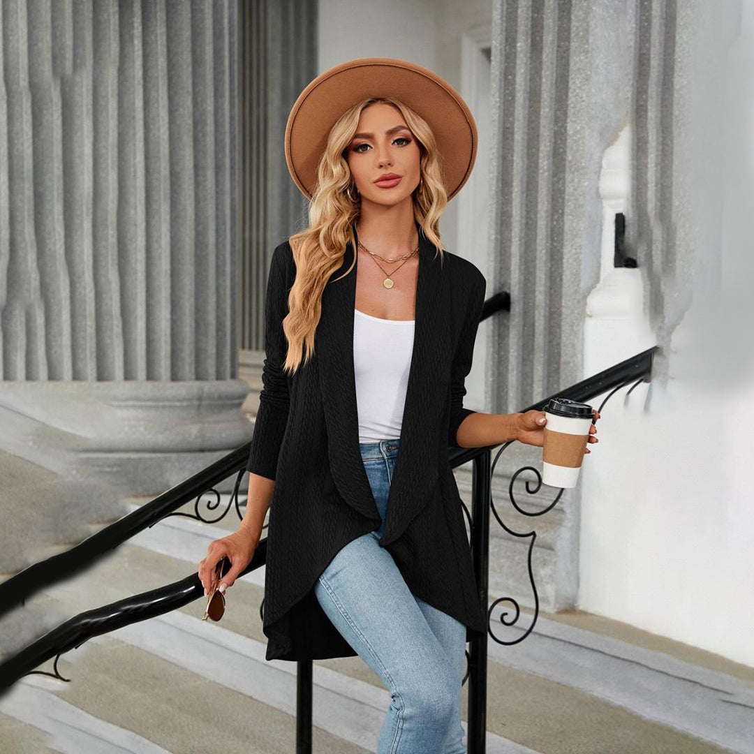 Cardigan mit Wasserfallkragen | Lockerer Schnitt | Strukturierter Look