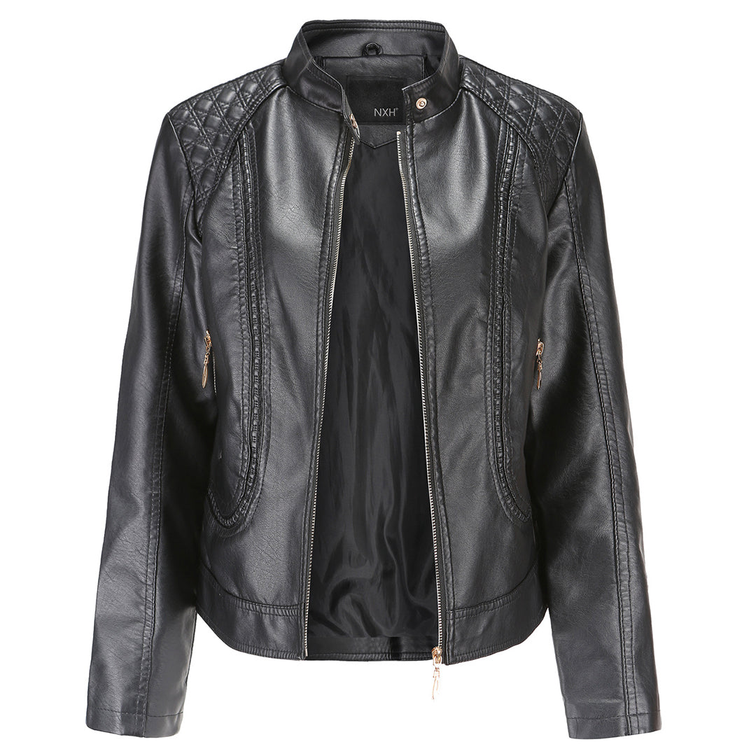 Schicke Lederjacke im Moto-Stil für Damen