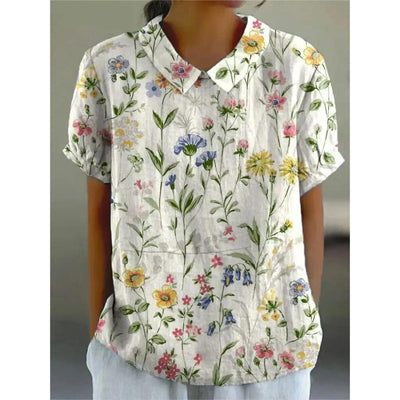 Katharina | Bluse aus Baumwollmischgewebe mit Blumenmuster