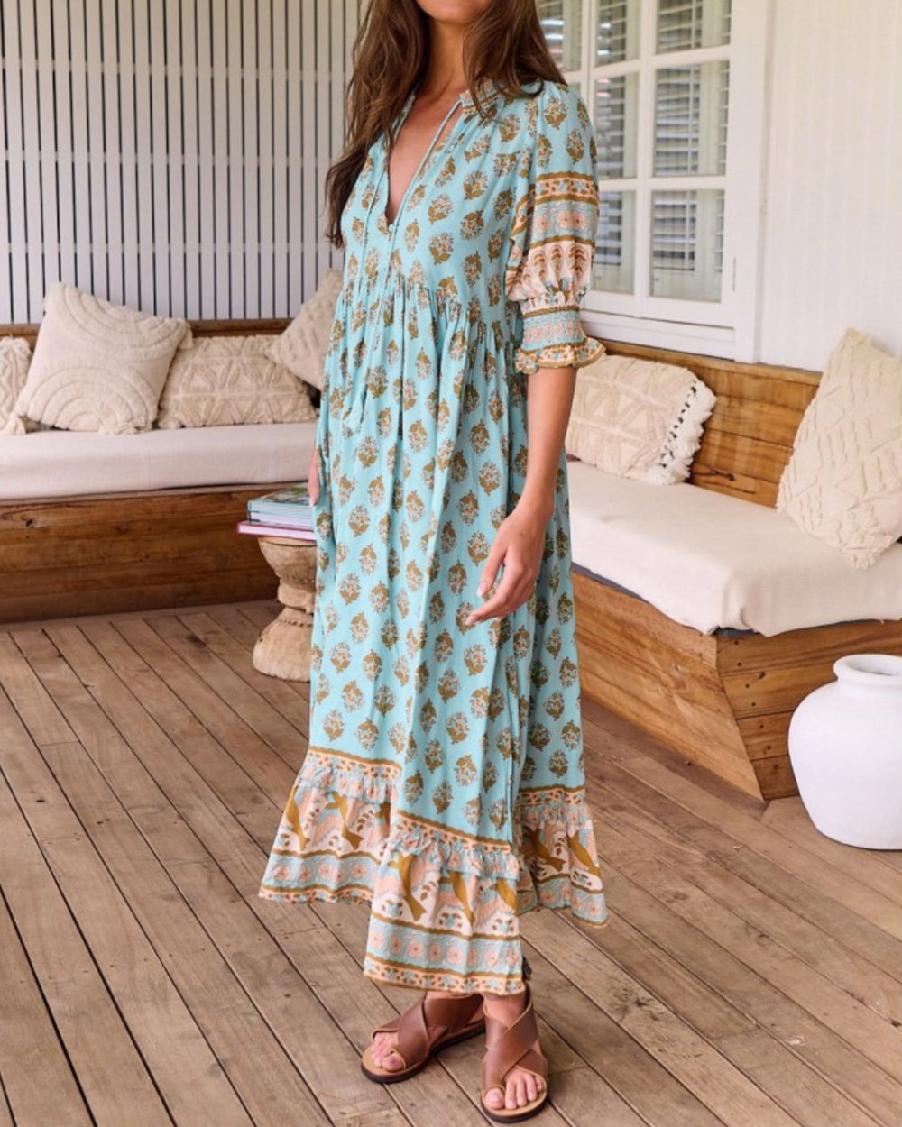 Luftiges Damen Boho-Kleid - Leichte Sommer-Tunika mit ausdrucksstarkem Ethno-Muster