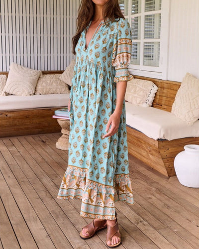Luftiges Damen Boho-Kleid - Leichte Sommer-Tunika mit ausdrucksstarkem Ethno-Muster